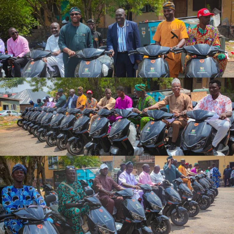 Makinde Commended as Olufade Distributes Electric Motorcycles to Ibadan North PDP Ward Chairmen