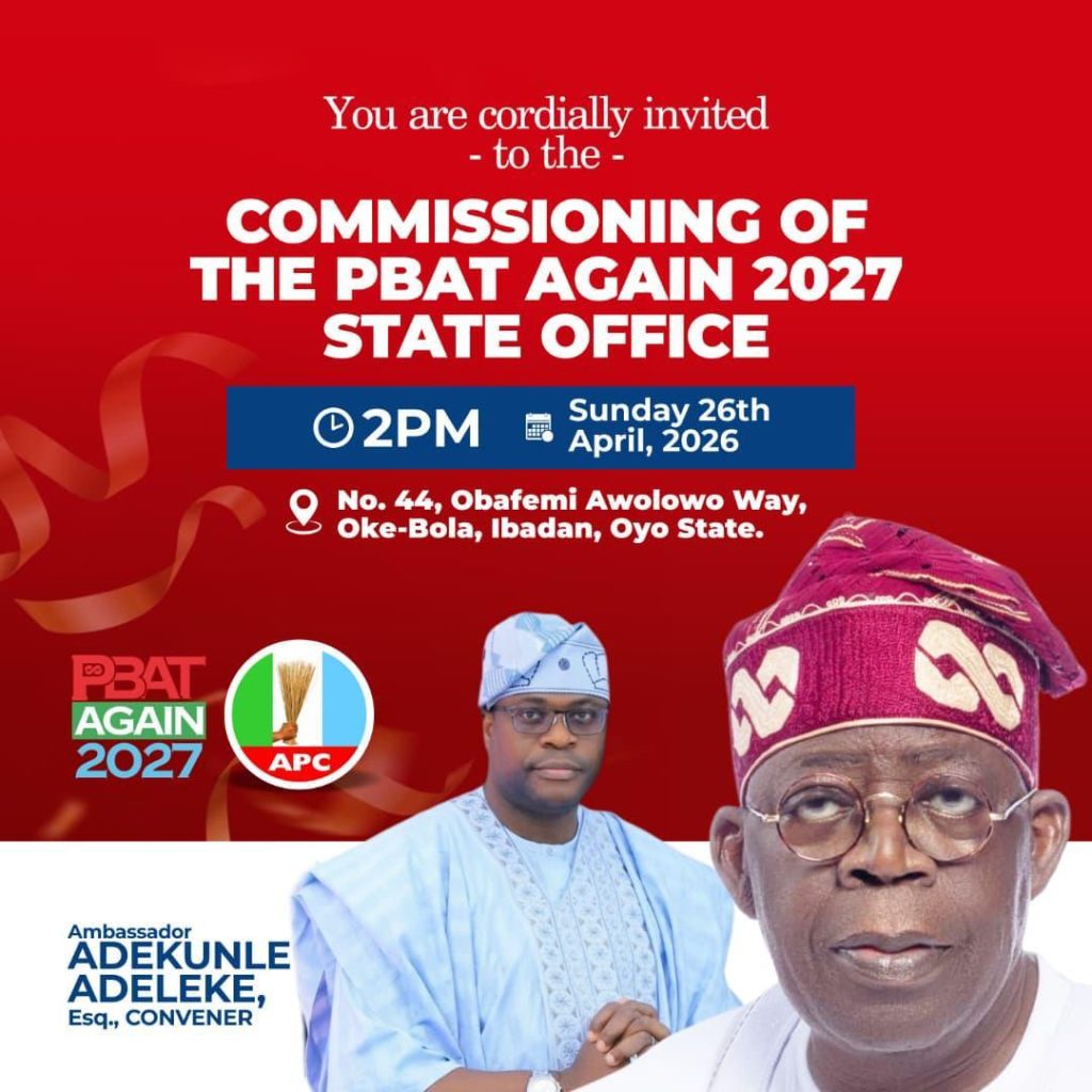 2027: PBAT Again Movement to Commission Oyo Coordination Hub in Ibadan, Intensifies Grassroots Mobilisation for Tinubu