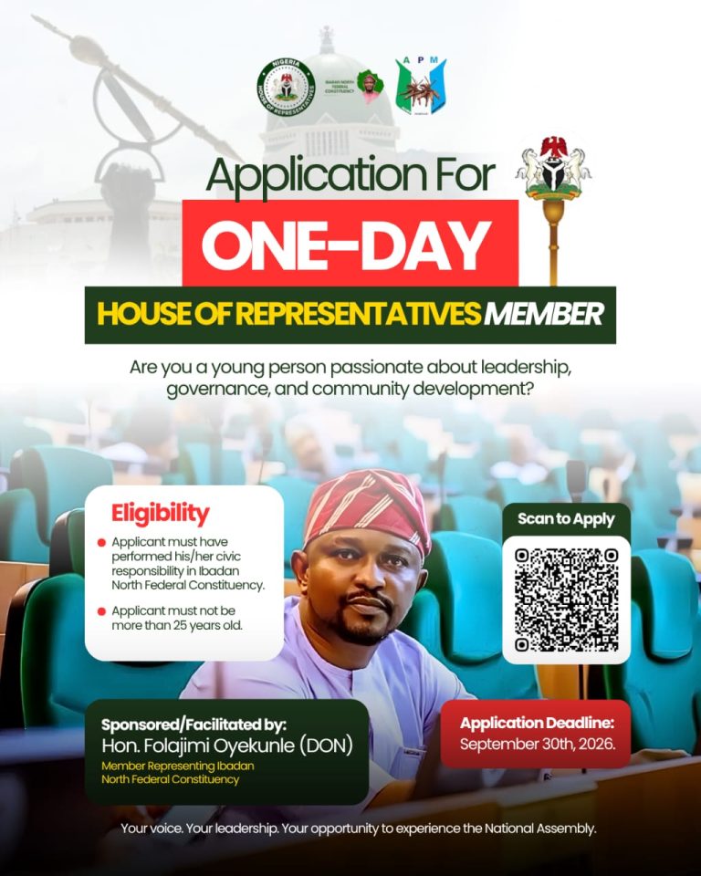 Oyekunle Opens Application for One-Day House of Representatives Member, Targets Youth Leadership Development