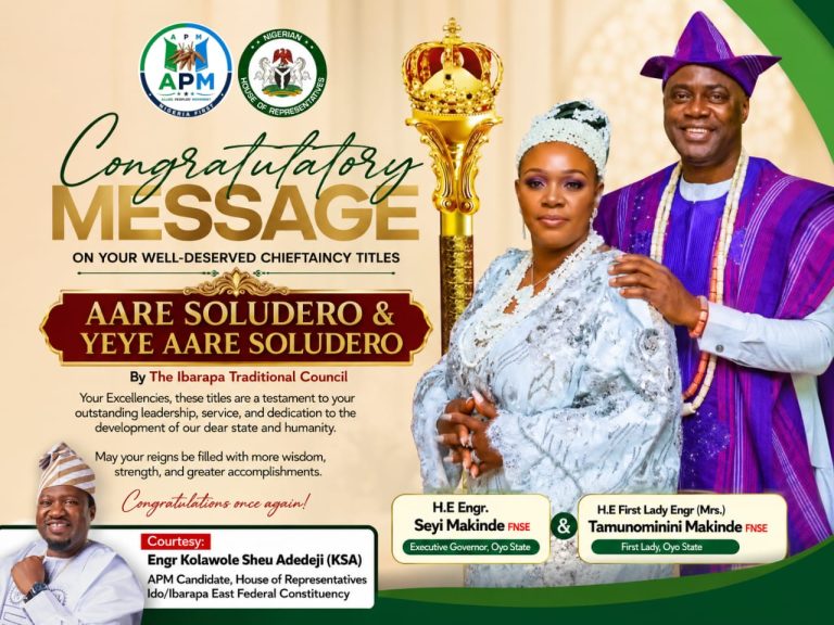 KSA Congratulates Makinde, Wife on Aare, Yeye Soludero Installation