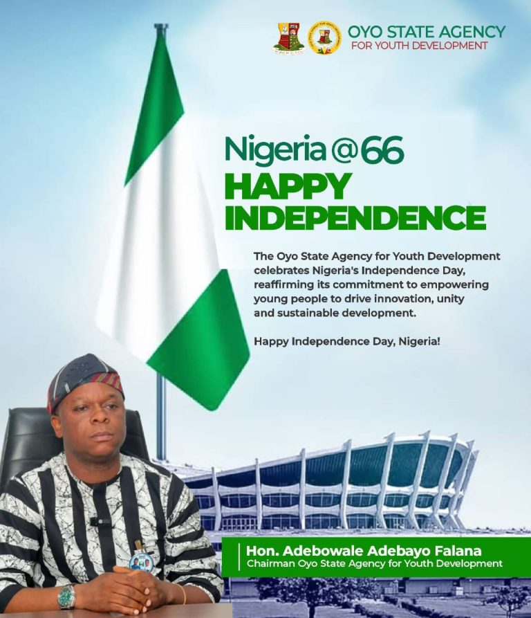 Oyo Agency for Youth Celebrates Nigeria at 66, Reaffirms Commitment to Youth Development